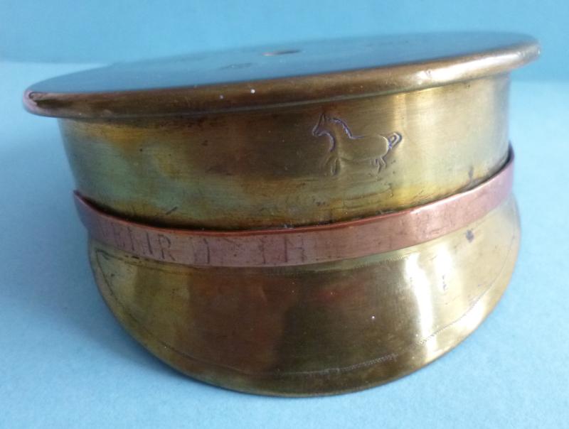 WW1 Trench Art Service-cap made from a German 75mm Shellcase.
