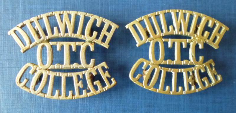 Pair of Dulwich College OTC White-metal Single Shoulder-titles.