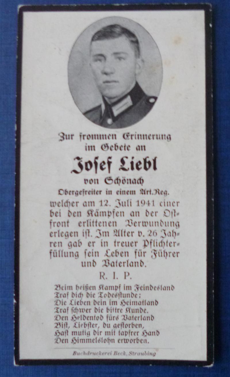 Third Reich : Pair of Army Casualty Memorial Cards for Brothers.