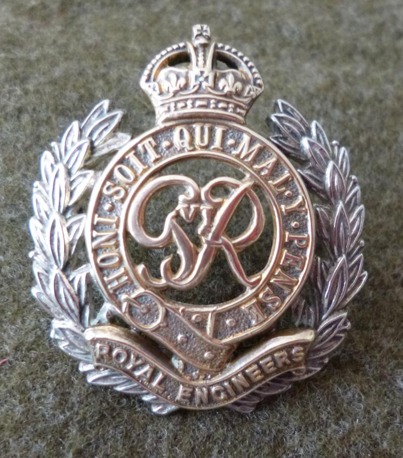 Royal Engineers Officers King's crown Cap-badge.