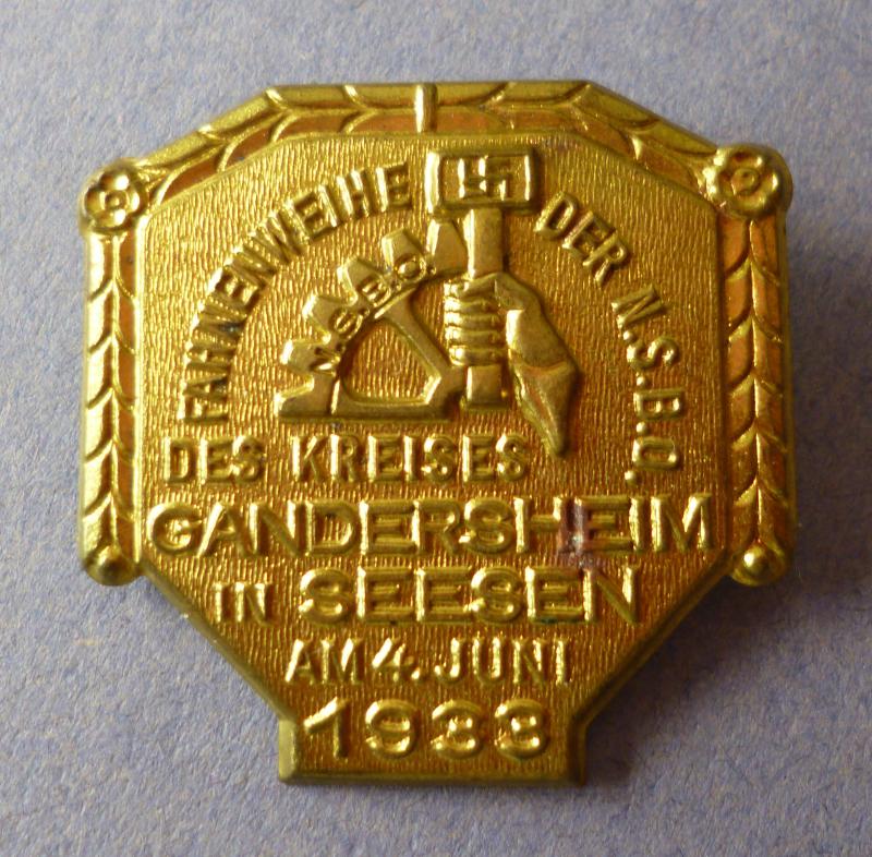 Third Reich : Rally badge for the Consecration of the NSBO Kreis Gandersheim Flag in Seesen, 4 June 1933.