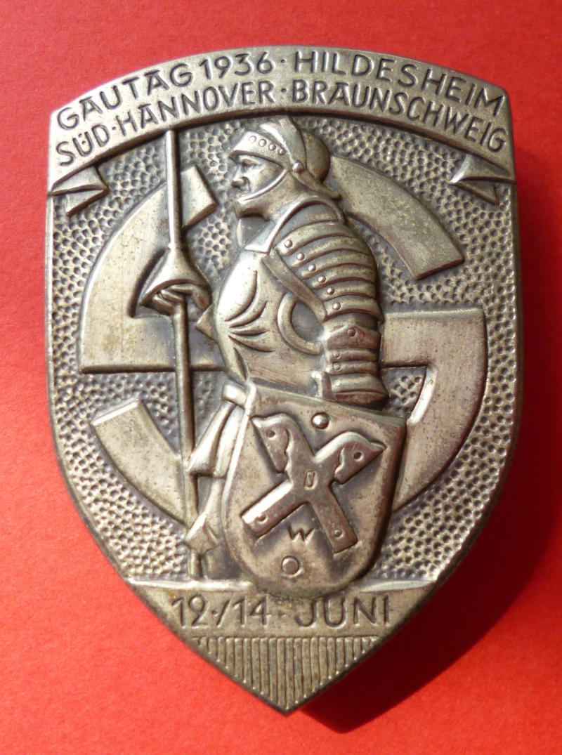 Third Reich : Gautag 1936 in Hildesheim, Süd-Hannover, Braunschweig 12-14th June 1936 Rally-badge.