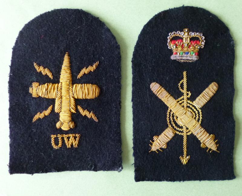 Two Royal Navy No 1 Dress Qualification Arm-badges.