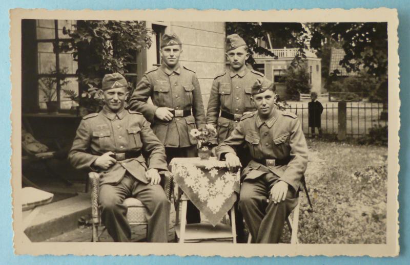 Third Reich : Postcard-size Photo of Four Army Private Soldiers.