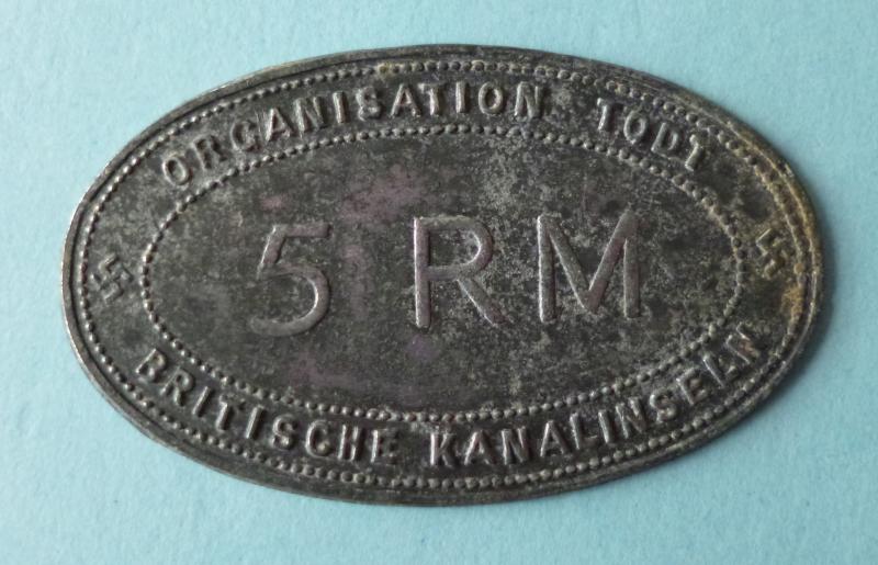 COPY : Third Reich Fantasy Organisation Todt 5RM Channel island Token.