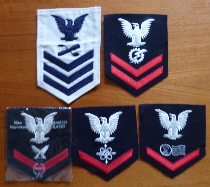 USA : Group of Five US Navy Petty Officer Armbadges.