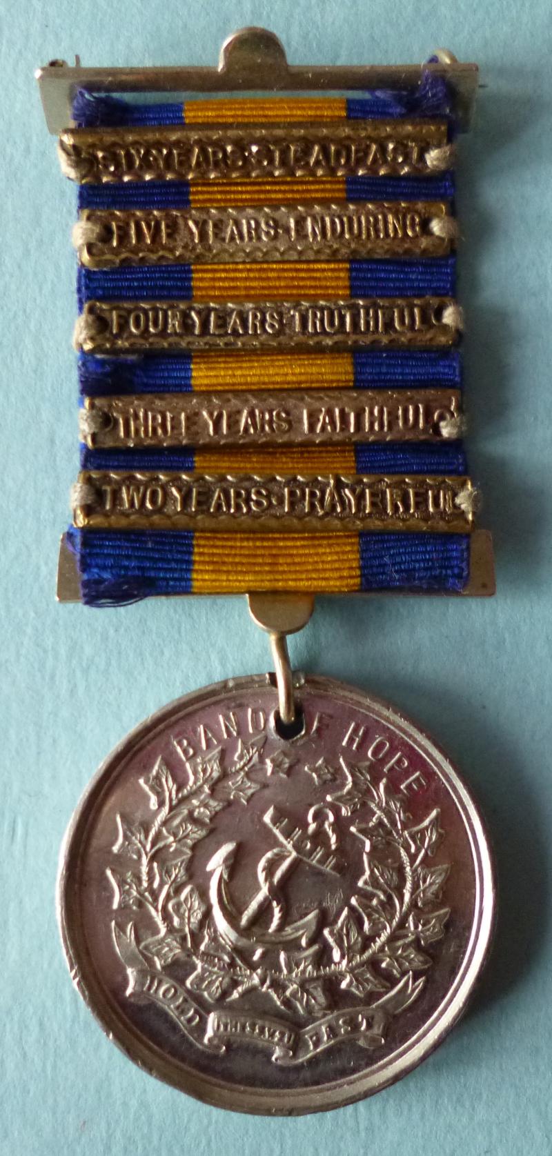 Temperance Medal of The Band of Hope with Five Clasps.