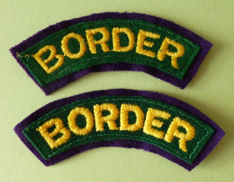 Pair of Border Regiment 'Border' Machine-embroidered Cloth Shoulder titles.