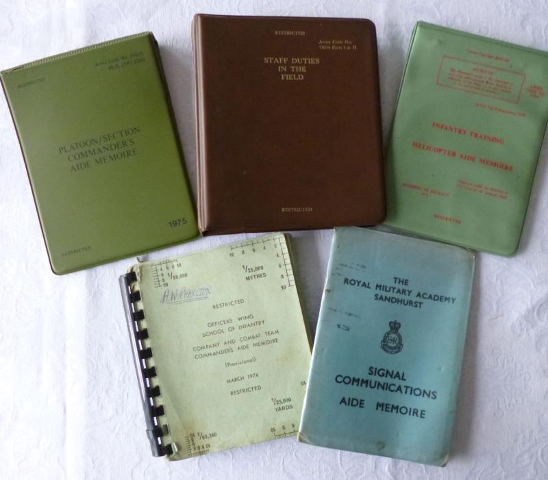 Group of Four Army Officers' Aide Memoires, etc. from the 1970s.
