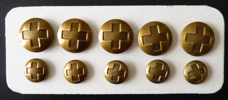 WW2-era British Red Cross Set of Brass Uniform Buttons.