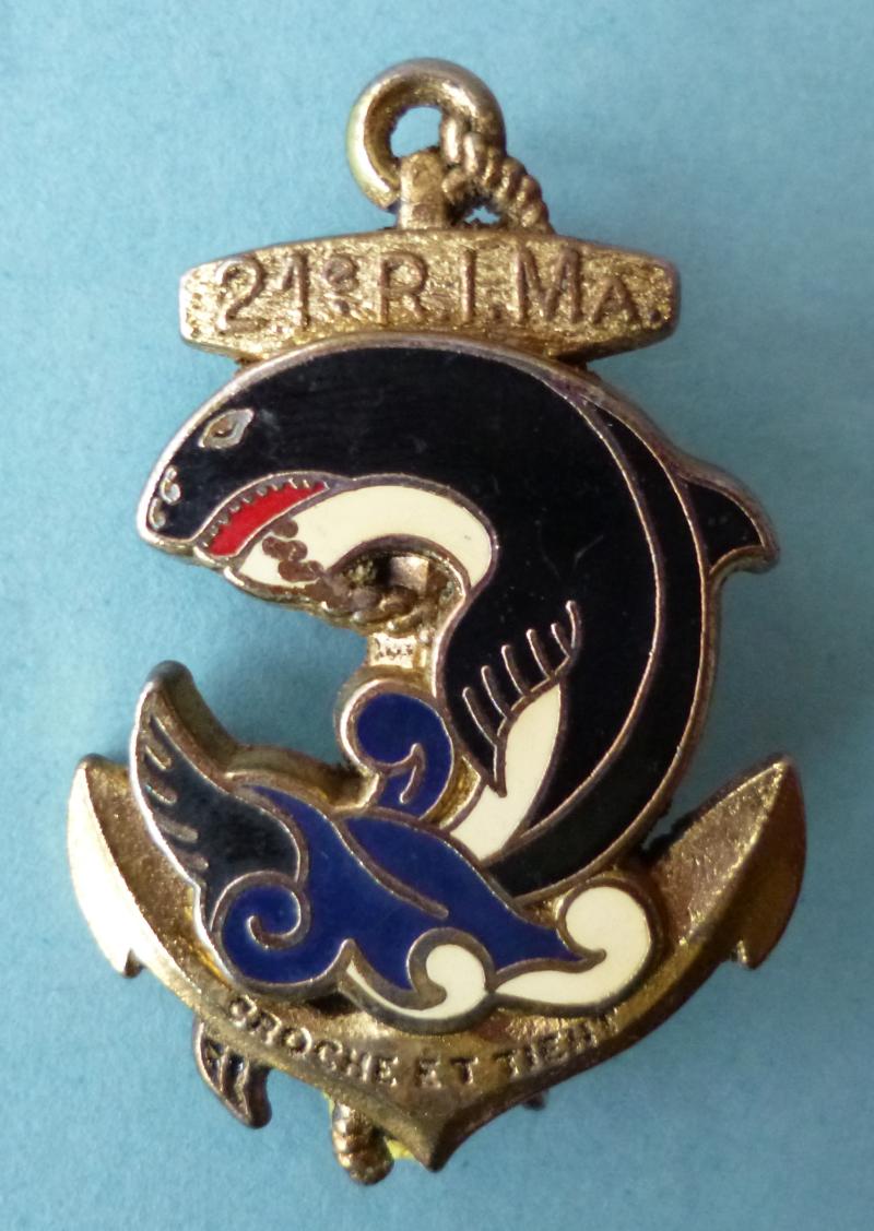 France : 21st Marine Infantry Regiment (21e Régiment d'Infanterie de Marine) Enamelled Formation Badge.