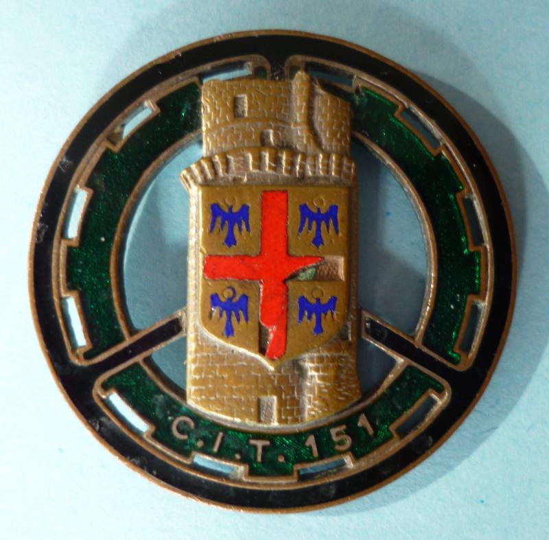 France : Army Transportation Training Centre 151 (Centre d'Instruction du Train No 151 (C.I.T.151}) Enamelled Formation Badge.