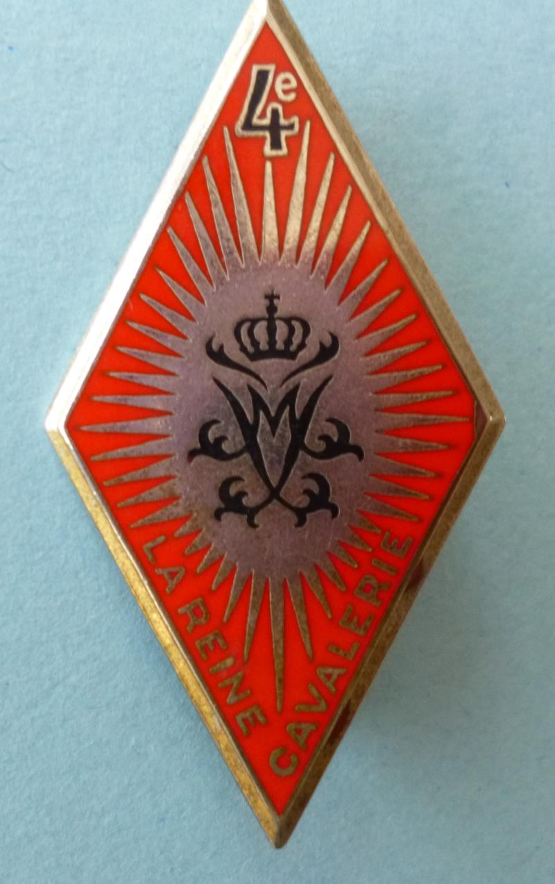 France : Army 4th Regiment of Cuirassiers (4e Regiment de Cuirassiers) Enamelled Formation Badge.