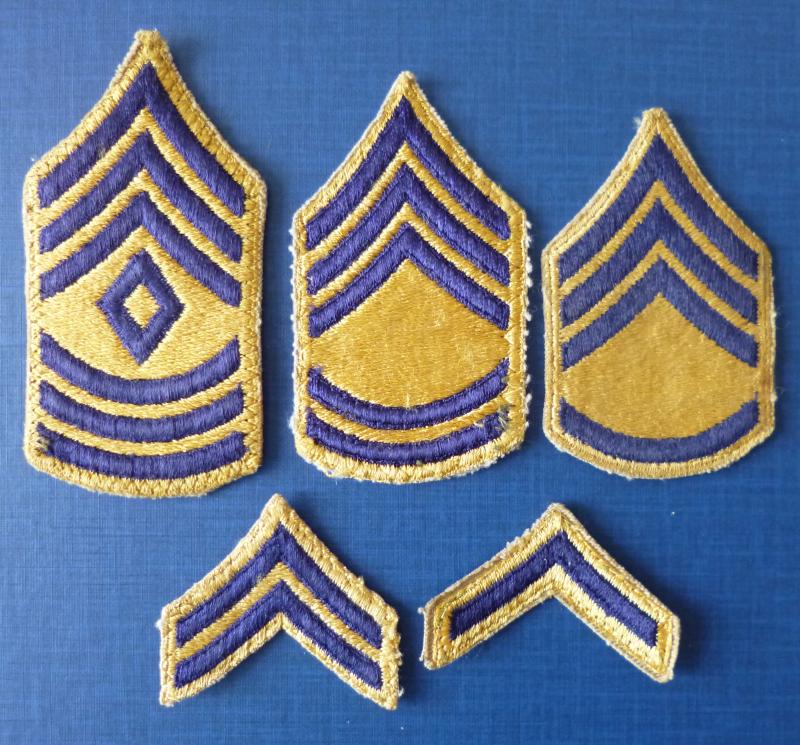 USA : Group of Five 1948-pattern Army NCOs' Rank-armbadges.
