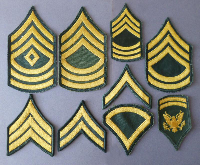 USA : Group of Nine 1957-pattern Army NCO rank-armbadges.