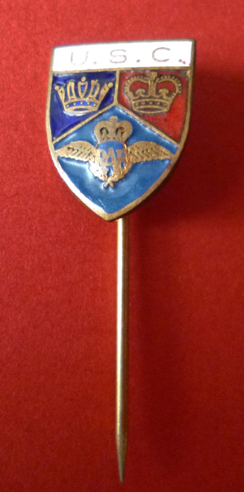 United Services Corps Members Enamelled Stick-pin Lapel-badge.