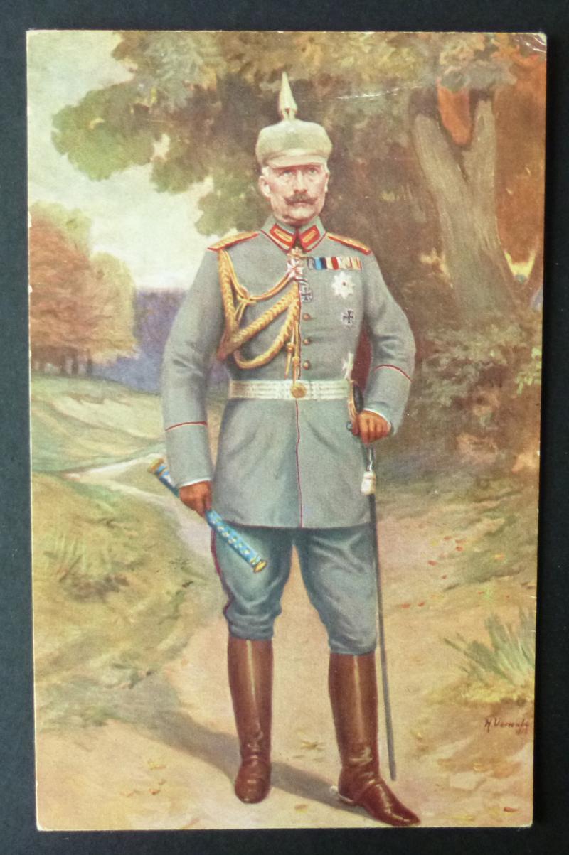 Imperial : German WW1 Colour Painted Portrait Postcard of Kaiser Wilhelm II.