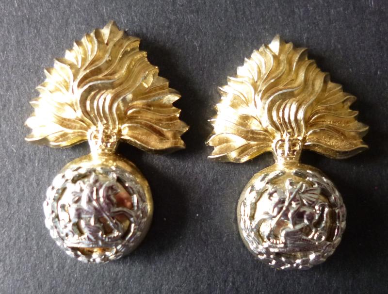 Royal Regiment of Fusiliers Pair of Staybrite OR's Collar-badges.