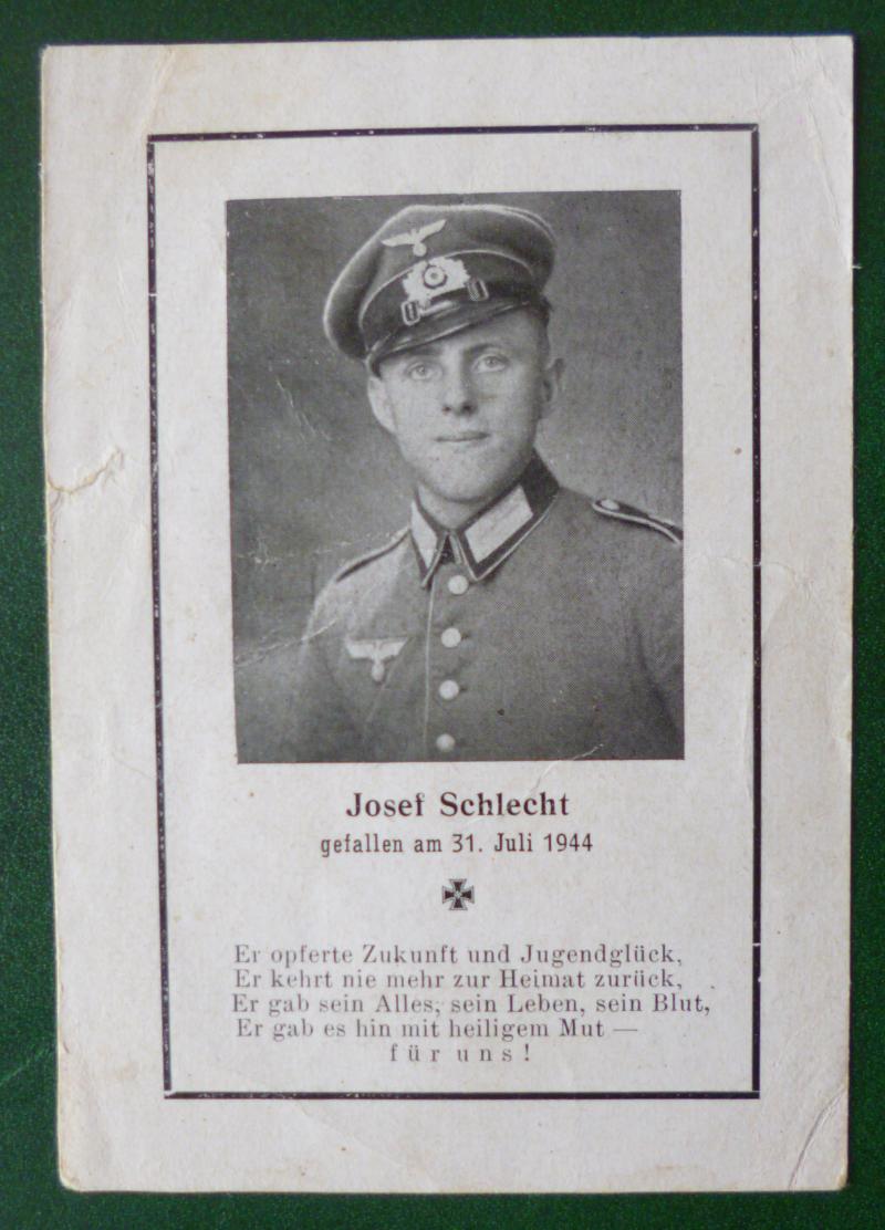 Third Reich : Army Casualty Memorial Card.