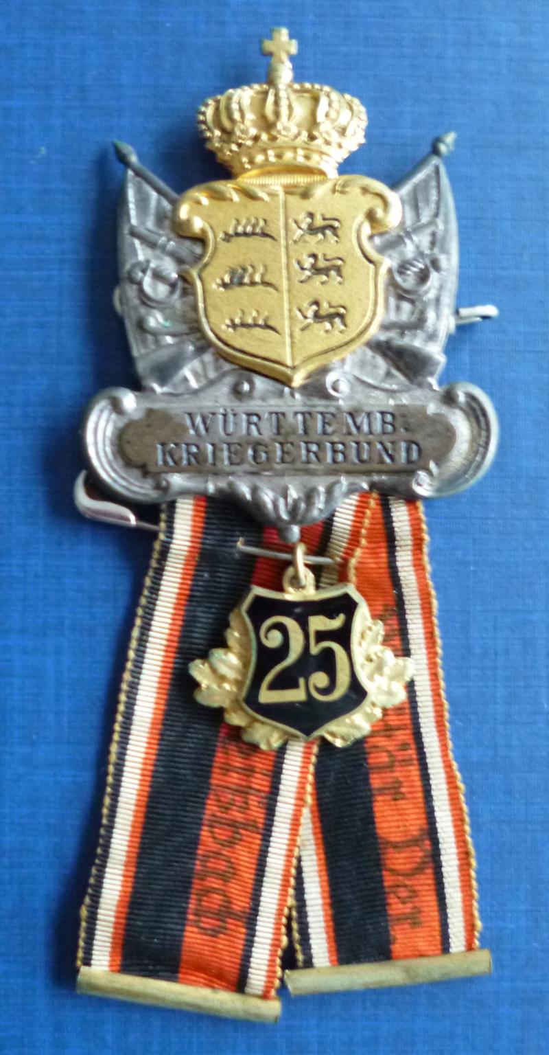 Imperial : German Württembergischer Kriegerbund 25-year Membership Badge.