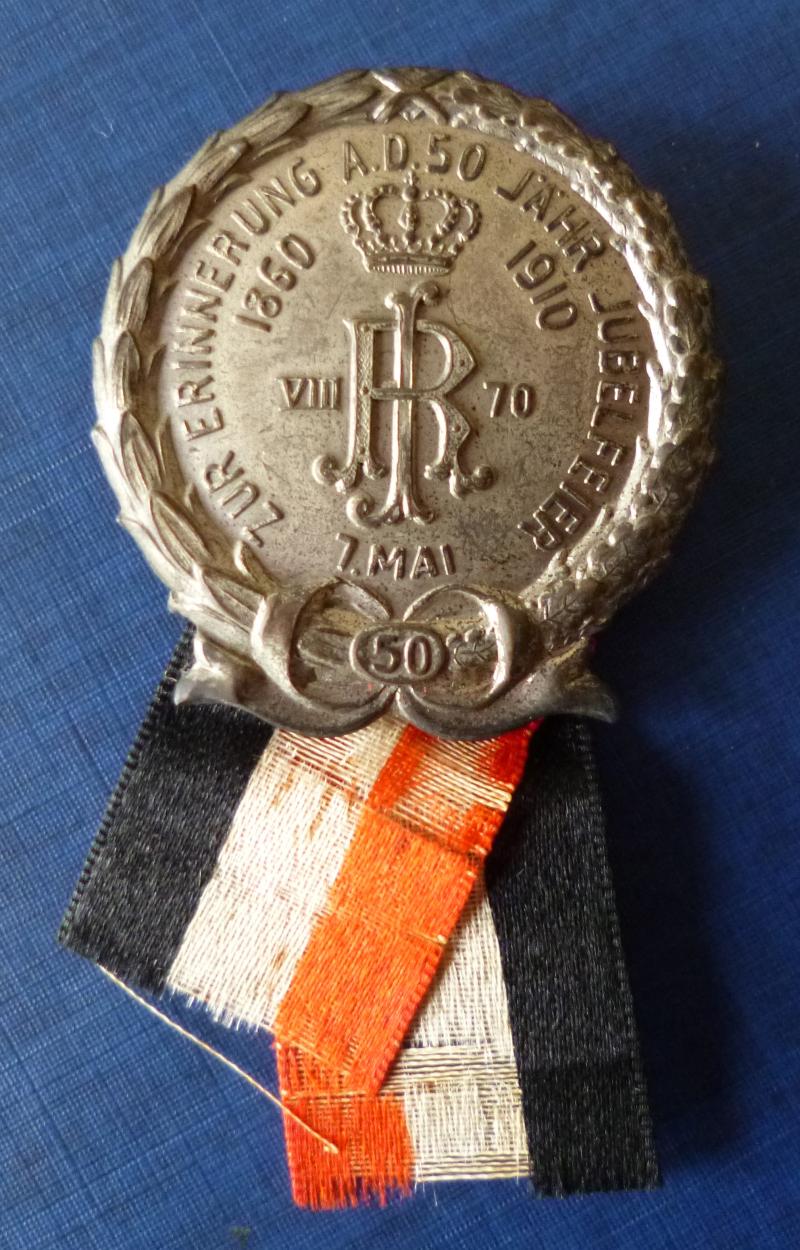 Imperial ; German Badge Commemorating the 50th Jubilee of  the 70th (8th Rhenish) Infantry Regiment.