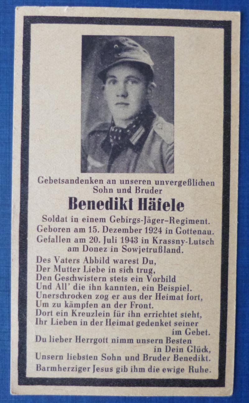 Third Reich : Army Casualty Memorial Card.