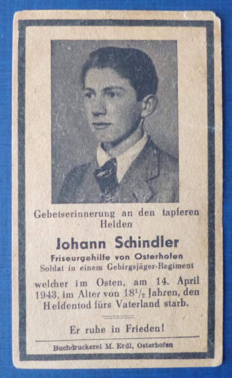 Third Reich : Army Casualty Memorial Card.