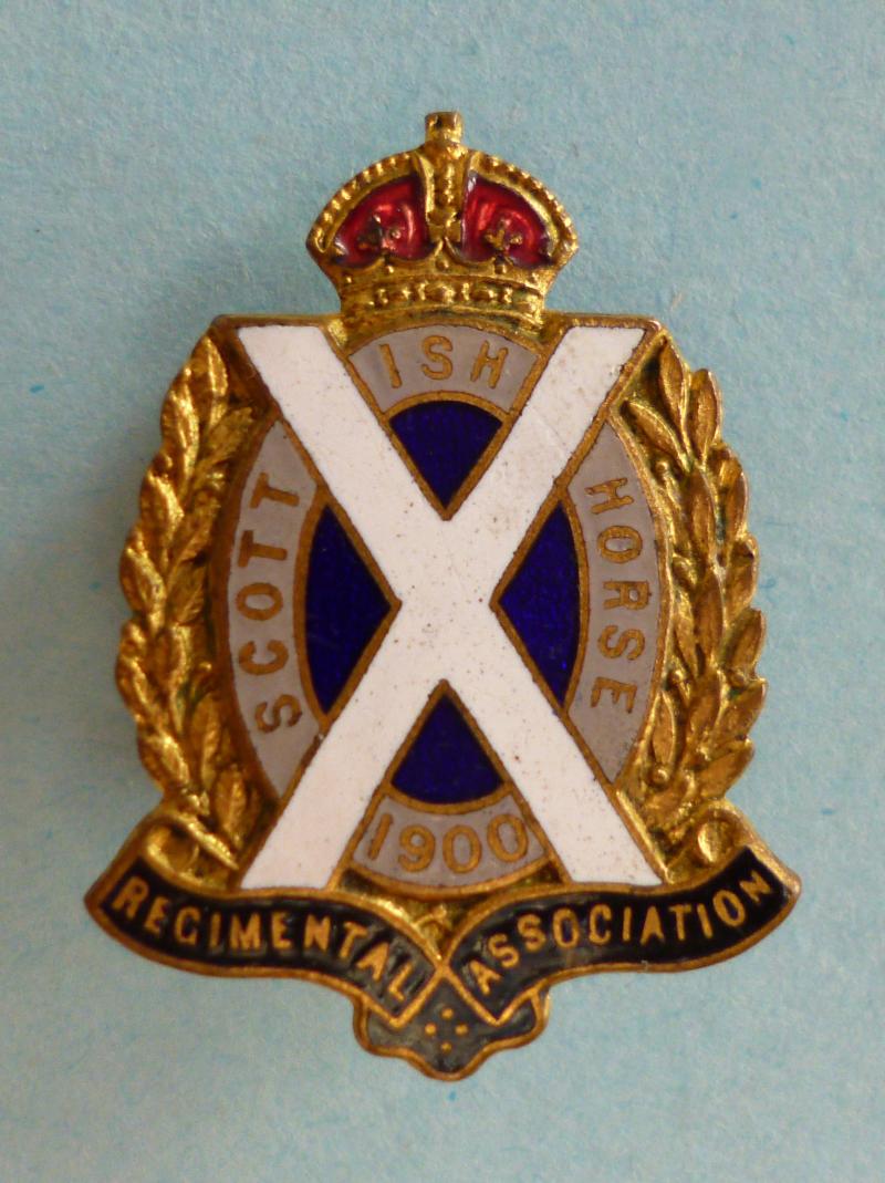 Scottish Horse Regimental Association (King's crown) Enameled Membership Lapel-badge.