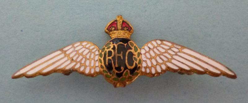 Royal Flying Corps Enamelled Pilot Wings Sweetheart Brooch.