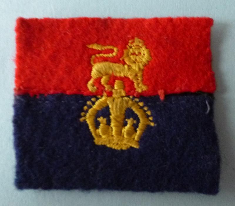 War Office Controlled Units King's crown Machine-embroidered Shoulder Flash.