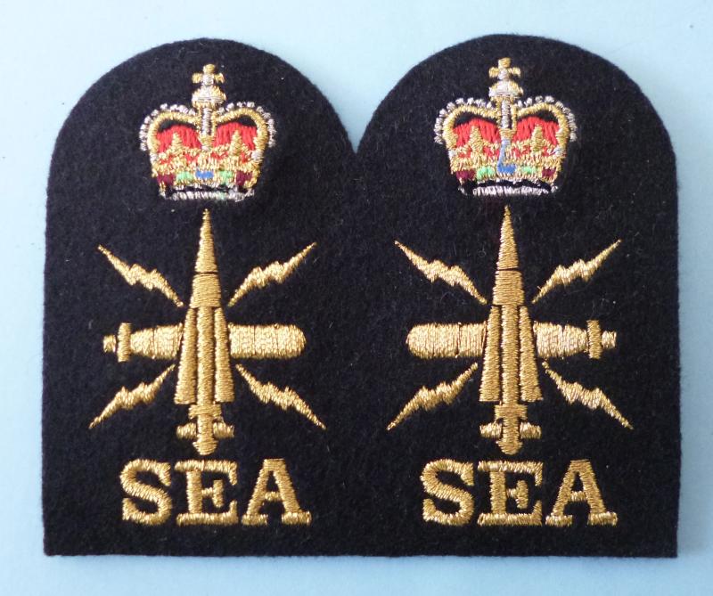 Royal Navy Pair of Chief Petty Officer Warfare Branch SEA No1-dress Collar-badges.