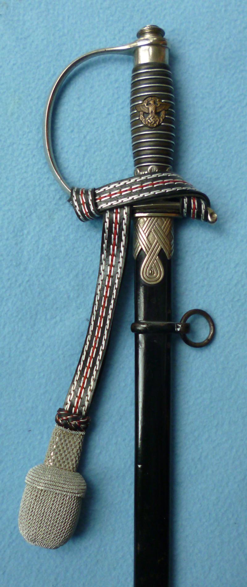 Third Reich : Police Officers Dress Sword (Polizei-Führerdegen) with Scabbard & Knot.