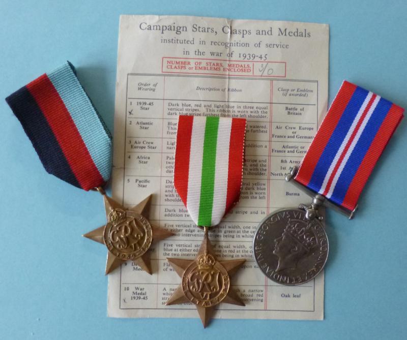 WW2 Army Campaign Medals with Award Chit.