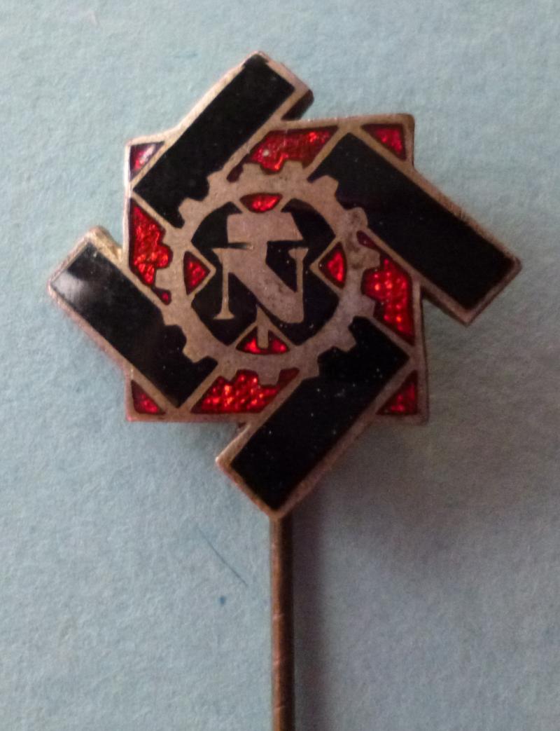 Third Reich : Technische-Nothilfe (TeNo) Enamelled Membership Stickpin Lapel-badge.