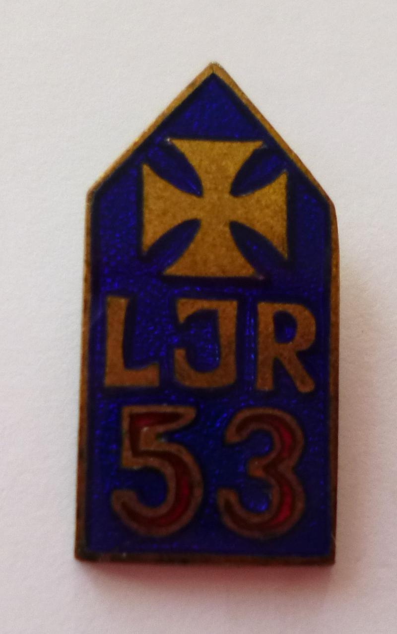 BRD : West German Stickpin Lapel-badge for a Veteran of the Imperial Prussian Landwehr Infantry Regiment 53 (5 Westfälische Inf. Regt.53).