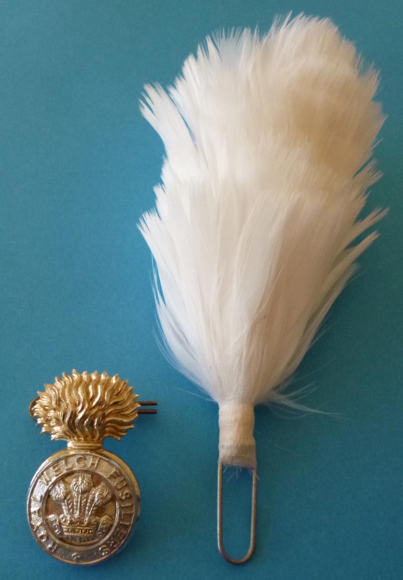 Royal Welsh Fusiliers Staybrite Cap-badge complete with White Feather Hackle.