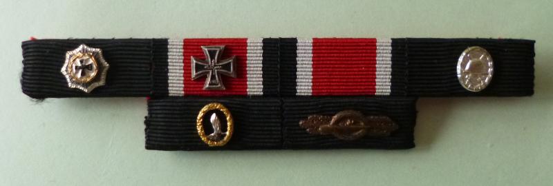Third Reich / BRD : Kriegsmarine Veteran's Six-ribbon 1957-pattern Ribbon-bar.