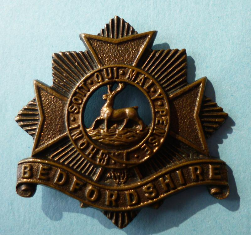 Bedfordshire Regiment Cast Bronzed Alloy Cap-badge with one Fixing Blade on the Reverse.