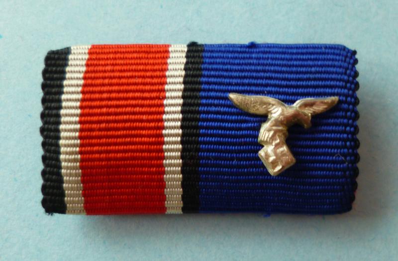 Third Reich : Luftwaffe Medal Ribbon-bar with Two Ribbons.