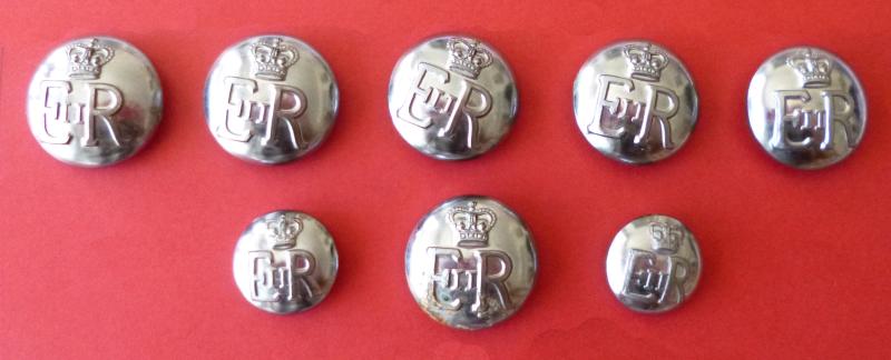 Set of Ministry of Defence Fire Service EiiR Chrome-plated Buttons.