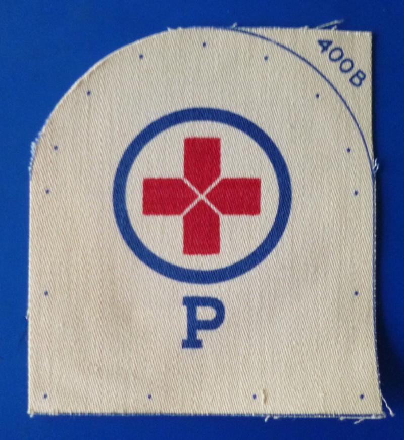 Royal Navy WW2 Sick-Bay Physiotherapist's Printed on White Arm-badge.