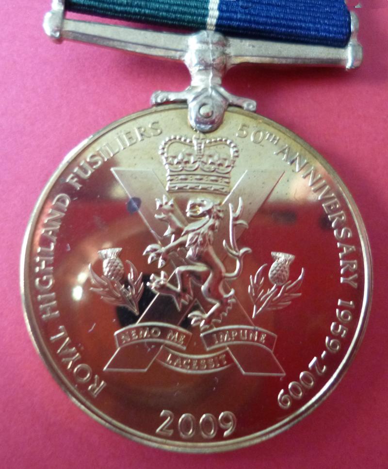 Royal Highland Fusiliers 50-year Anniversary 1959-2009 Commemoratine Medal in Presentation Case.
