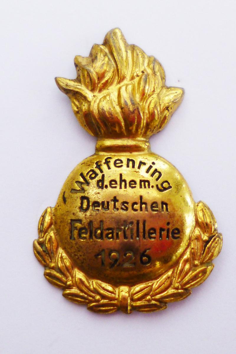 German Weimar : 1926 Honour Pin (Ehrennadel) Lapel-badge of the Waffenring der Ehemaligen Deutschen Feldartillerie.
