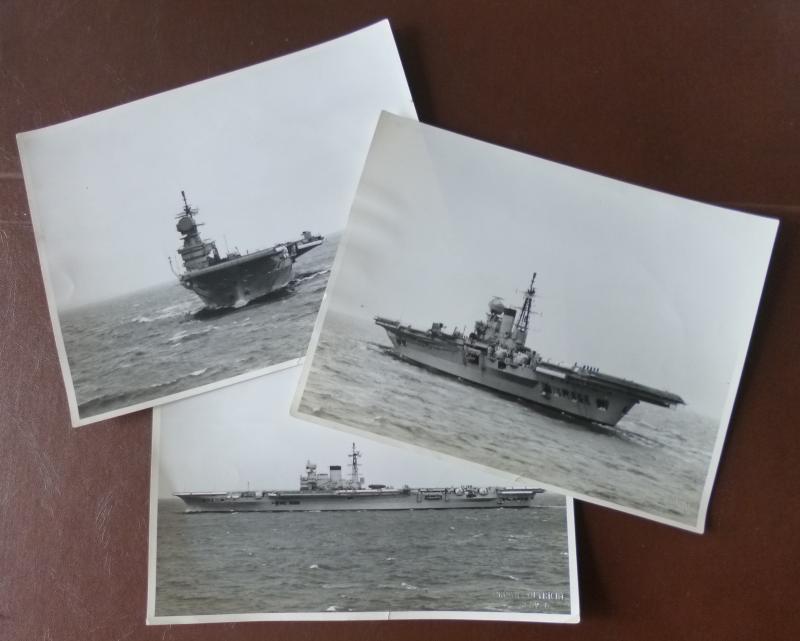 Three Official Royal Navy Photographs of Aircraft-carrier HMS Victorious.