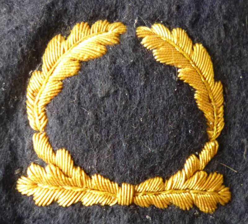 Third Reich : Unfinished Marine Associated Celleon Embroidered Cap Wreath.